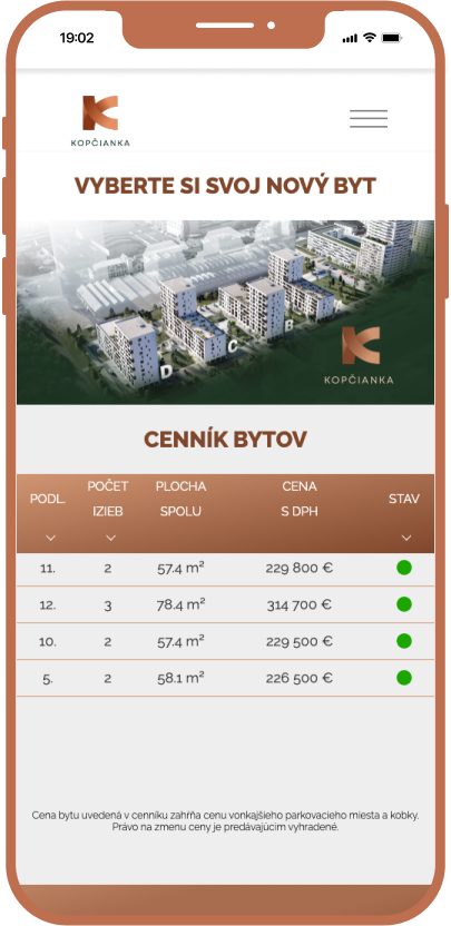 Kopčianka mobile page - right